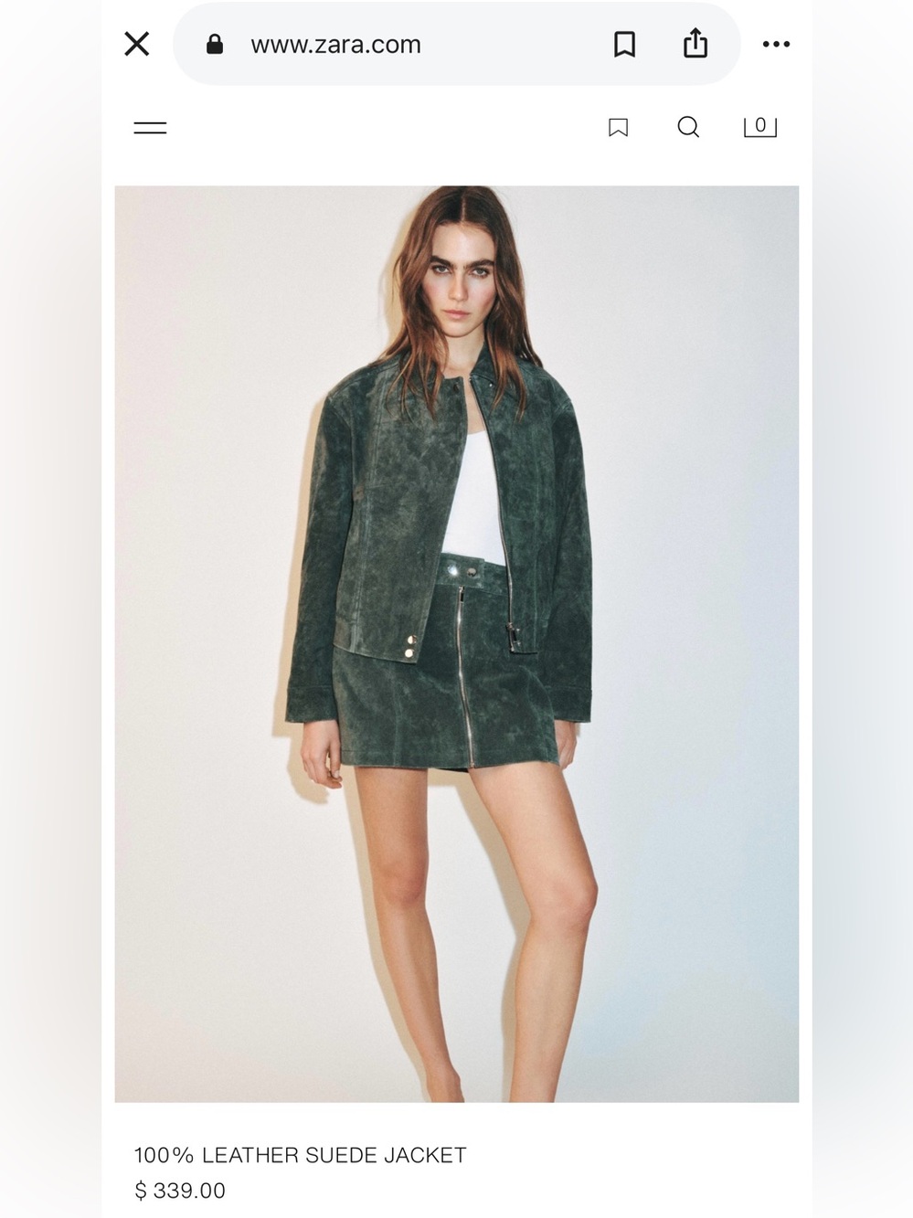 Zara women’s  Green Suede Biker Jacket(New)